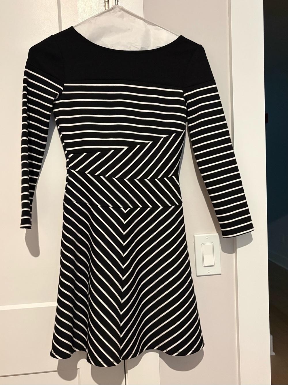 Black & White Striped Fit-and-Flare Dress